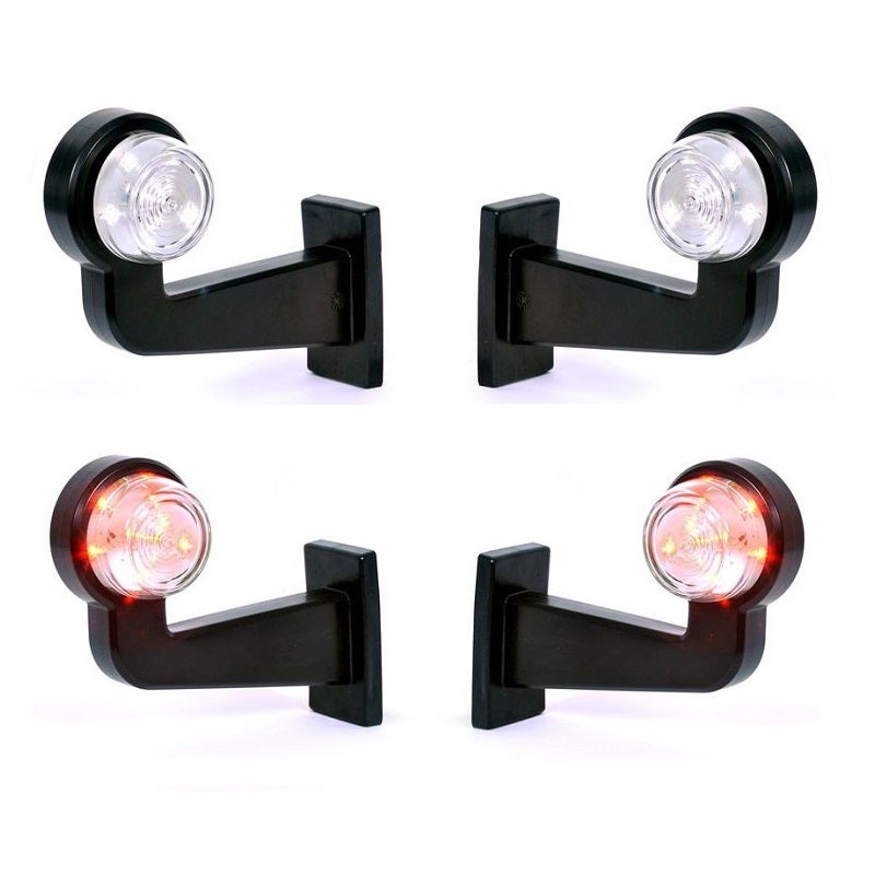 Rubber Arm Angled Complete White/Red LED Clear Glass Right