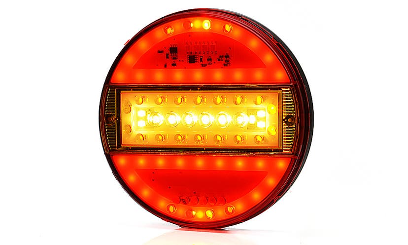 Rear Light Round LED 5-chamber 12-24V Coloured Lens
